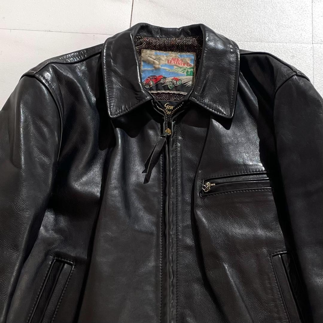 希少80s　エアロレザー　ハイウェイマン　ステアハイド　ライダース　牛革　40