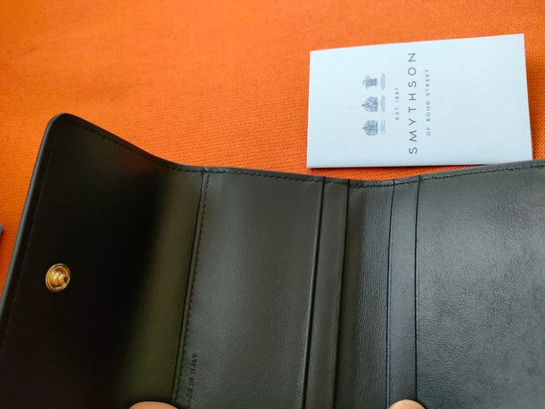 【新品】SMYTHSON 三つ折りカードケース ケース付き 黒 レザー