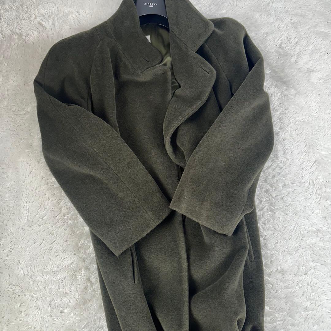 アルマーニコレツォーニ　ロングコート　カシミア混　アンゴラ　マキシ　XL 緑