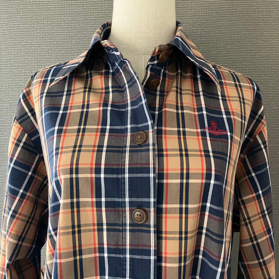 近年 極美品 ヴィヴィアンウエストウッド 変形 シャツワンピース チェック 00