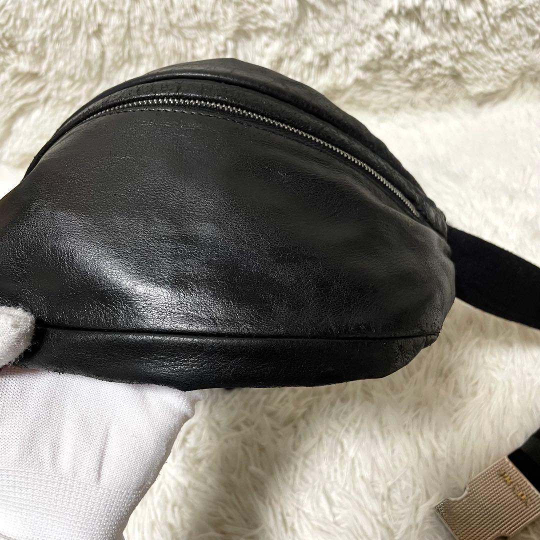 【良品】PRADA プラダ　ボディバッグ　ウエストポーチ　オールレザー　ブラック