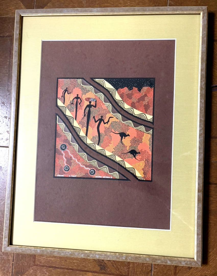 海外 オーストラリア アボリジナルアート 絵画 先住民 カンガルー 歌