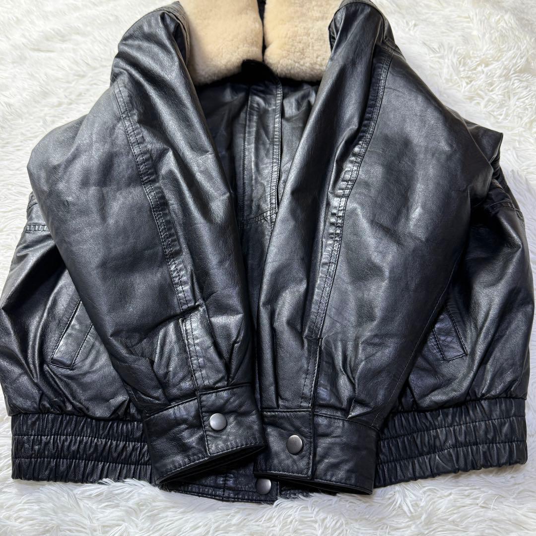 【極美品】90s G-1 ブラックレザー フライトジャケット F 襟ボア・牛革
