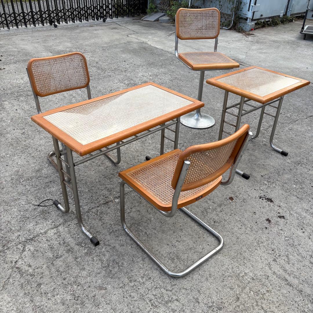 北欧レトロ オリバー メタルフレーム ラタンカウンターテーブルダイニングテーブル