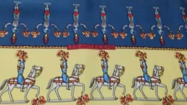 HERMES ヴィンテージスカーフ 馬と人のデザイン