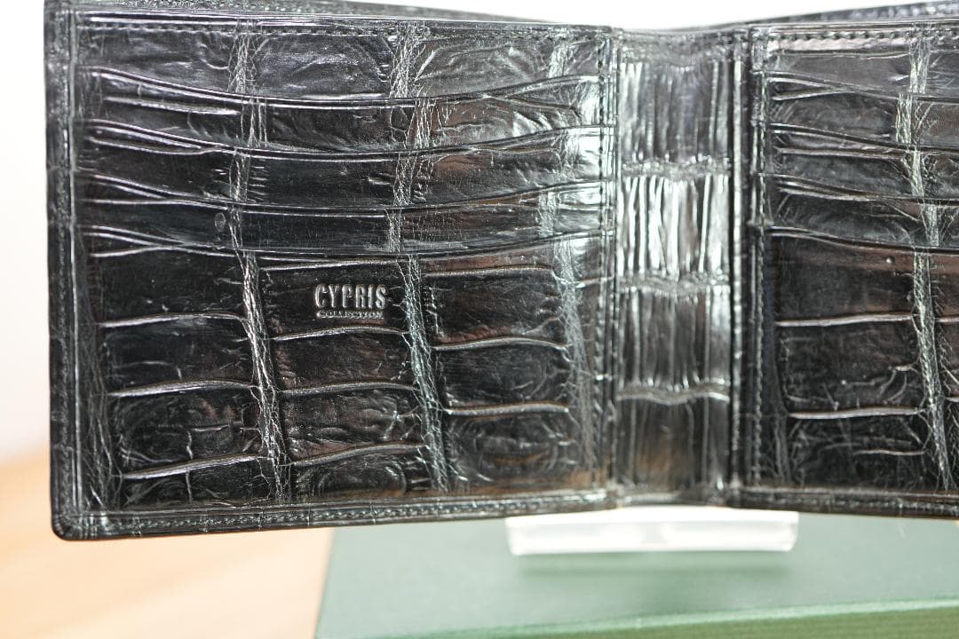 【廃番】ポロサス　スモールクロコ　二つ折り　純札入れ　キプリス　CYPRIS