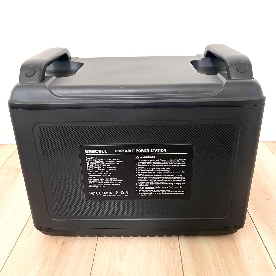 【極美品】GRECELL ポータブル電源2000W リン酸鉄リチウム電池
