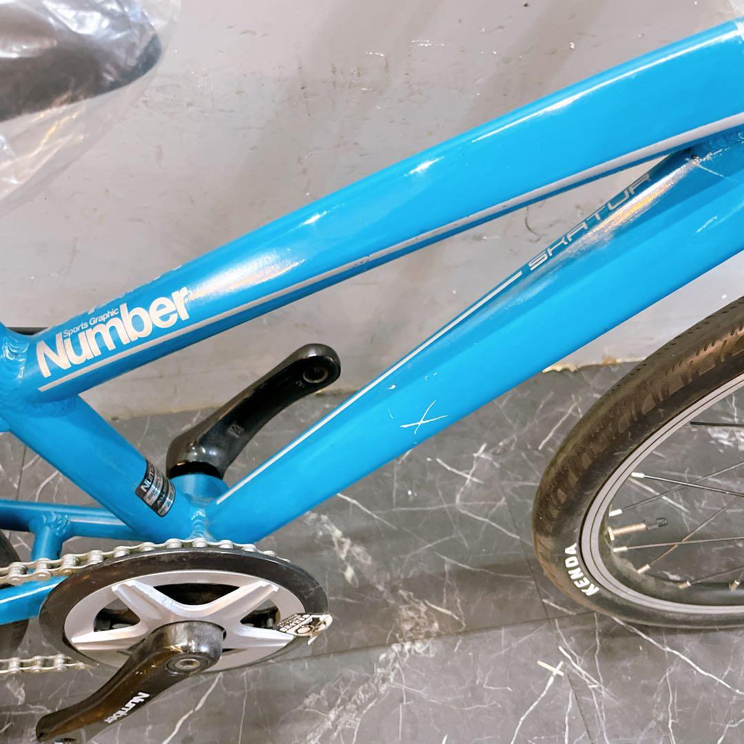 【921】ロードバイク風 子供車 Number ブルー 補助輪付き