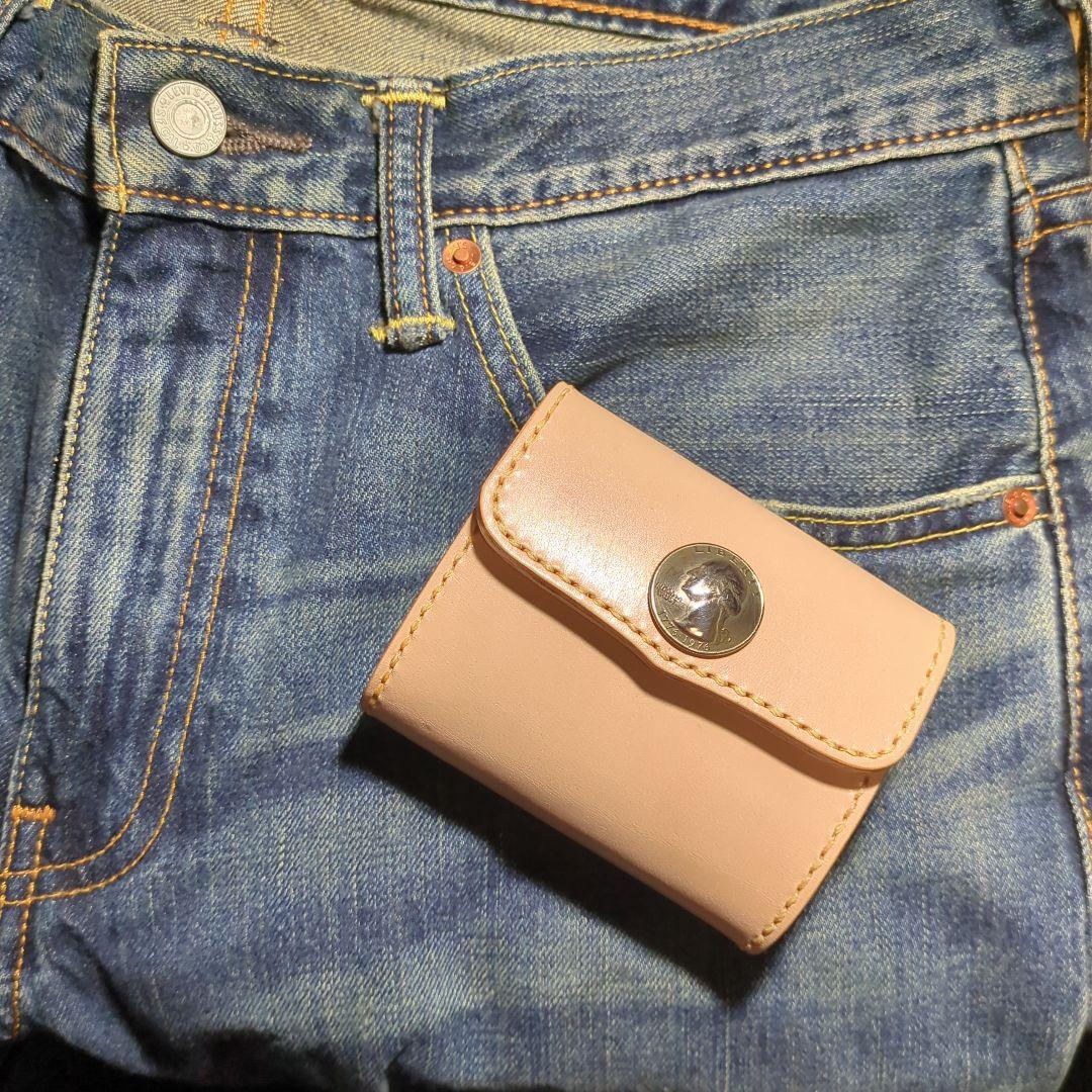 姫路ヌメ革 ミニ財布 ハンドメイド 小さい財布 2つ折り財布 コンチョ 本革
