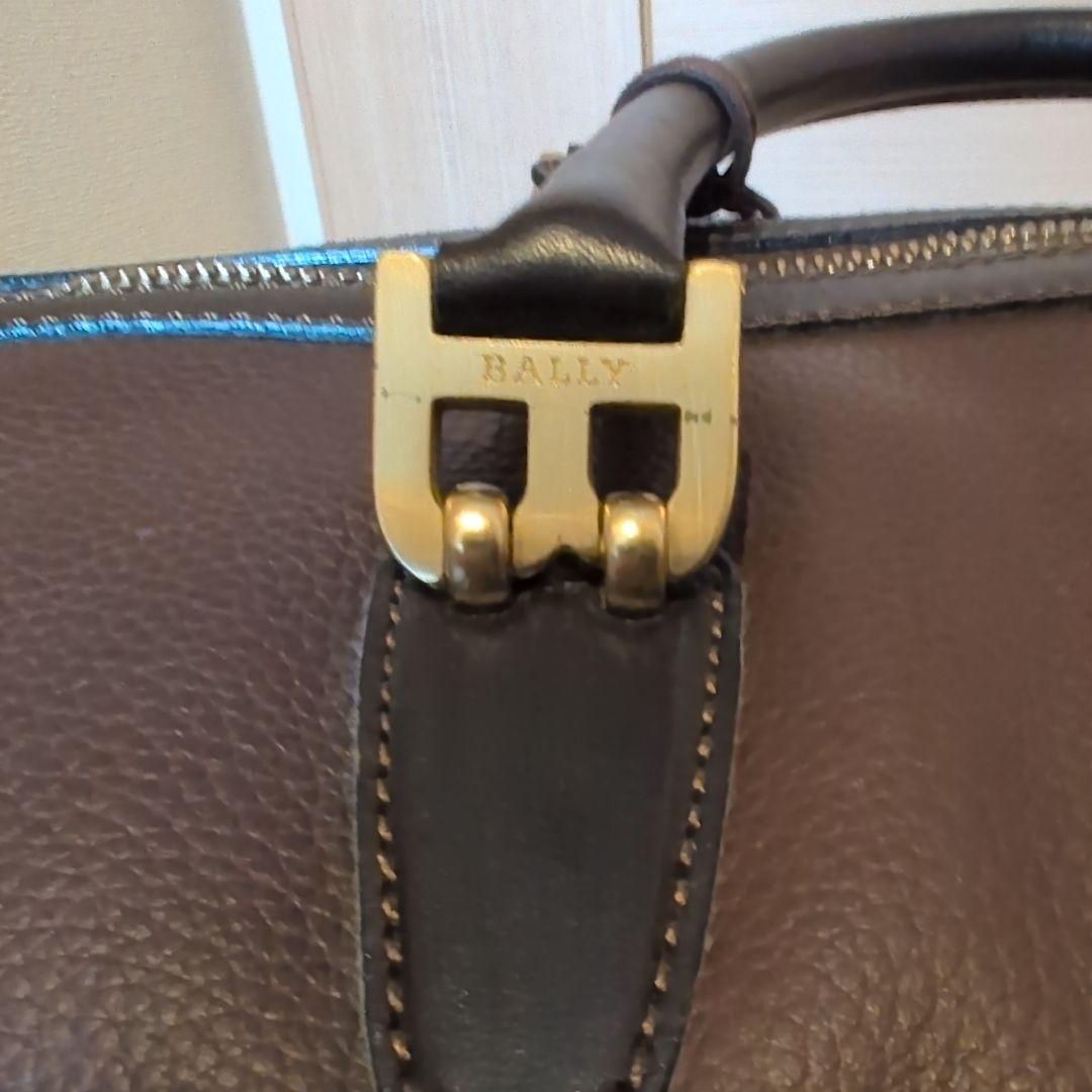 【美品】BALLY バリー ダークブラウン ボストンバッグ 2WAY シボ革