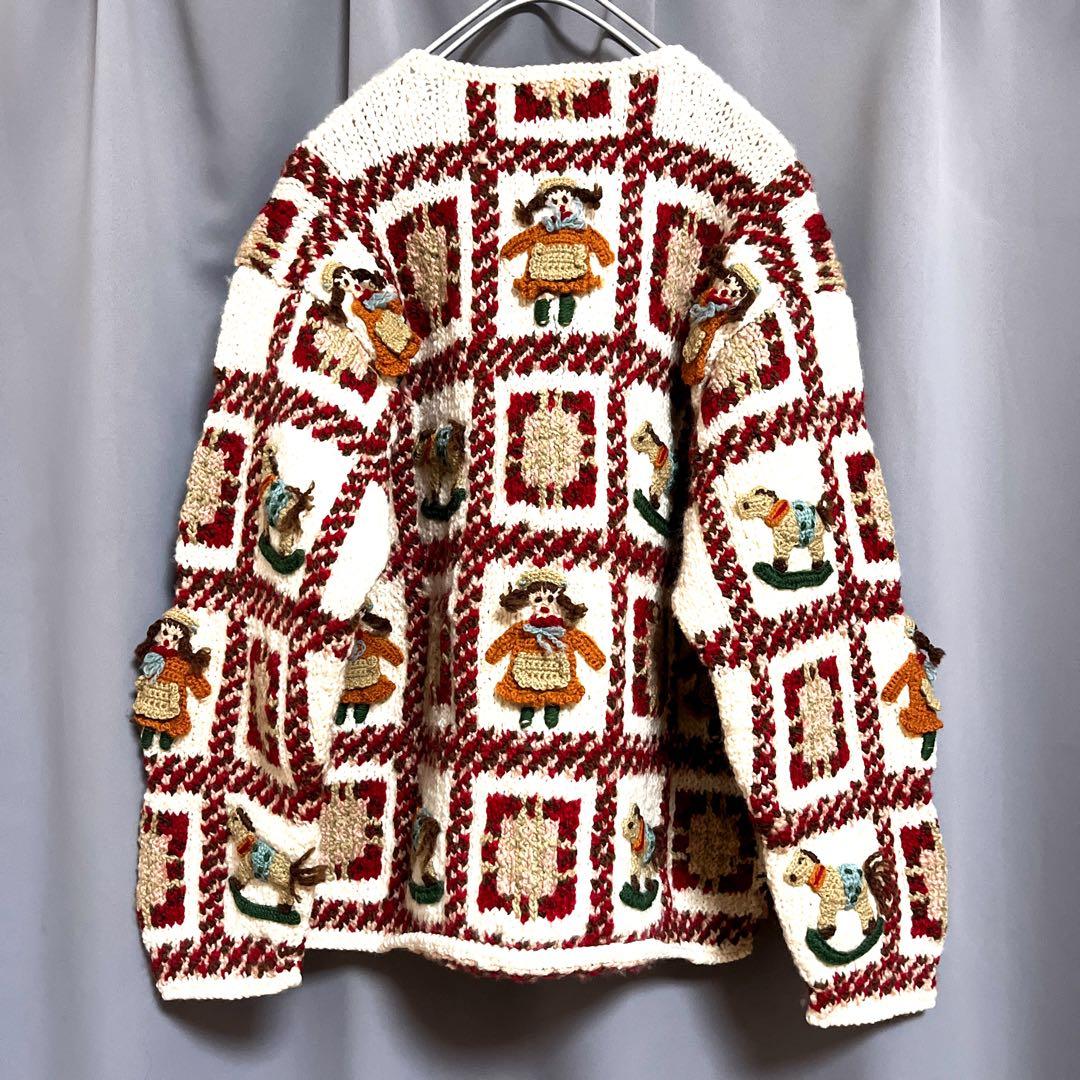 NOUGAT SUGAR 立体総刺繍ウールニット ハンドニット レトロ ゆったり