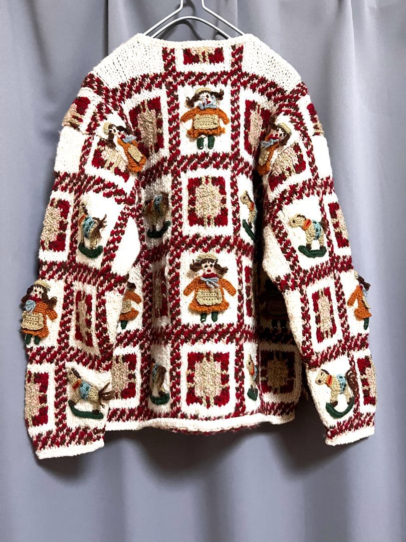 NOUGAT SUGAR 立体総刺繍ウールニット ハンドニット レトロ ゆったり