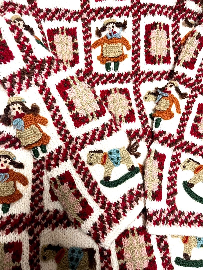 NOUGAT SUGAR 立体総刺繍ウールニット ハンドニット レトロ ゆったり