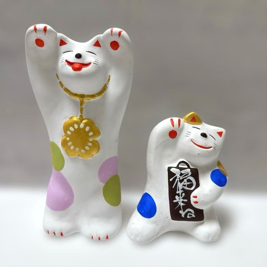 工房　輪葉葉の招き猫　セット　縁起物