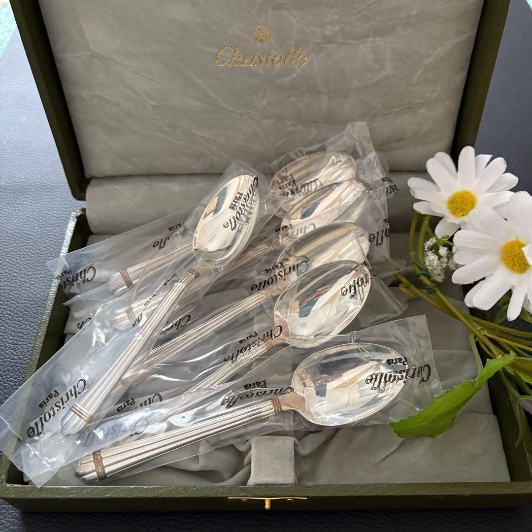 未開封クリストフル　アリアゴールドリング　コーヒースプーン6点　ボックス付き