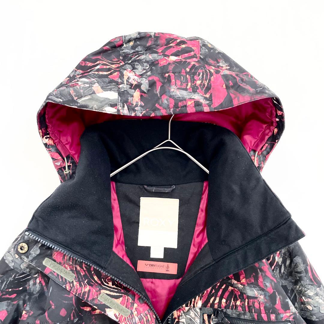 4473【美品】ROXY スノボウェア レディース 花柄 ジャケット ブラック