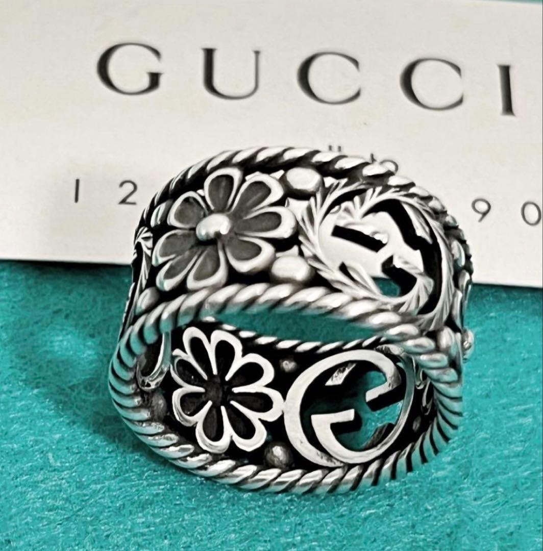 美品　GUCCI 指輪　GG＆フラワーリング　15号