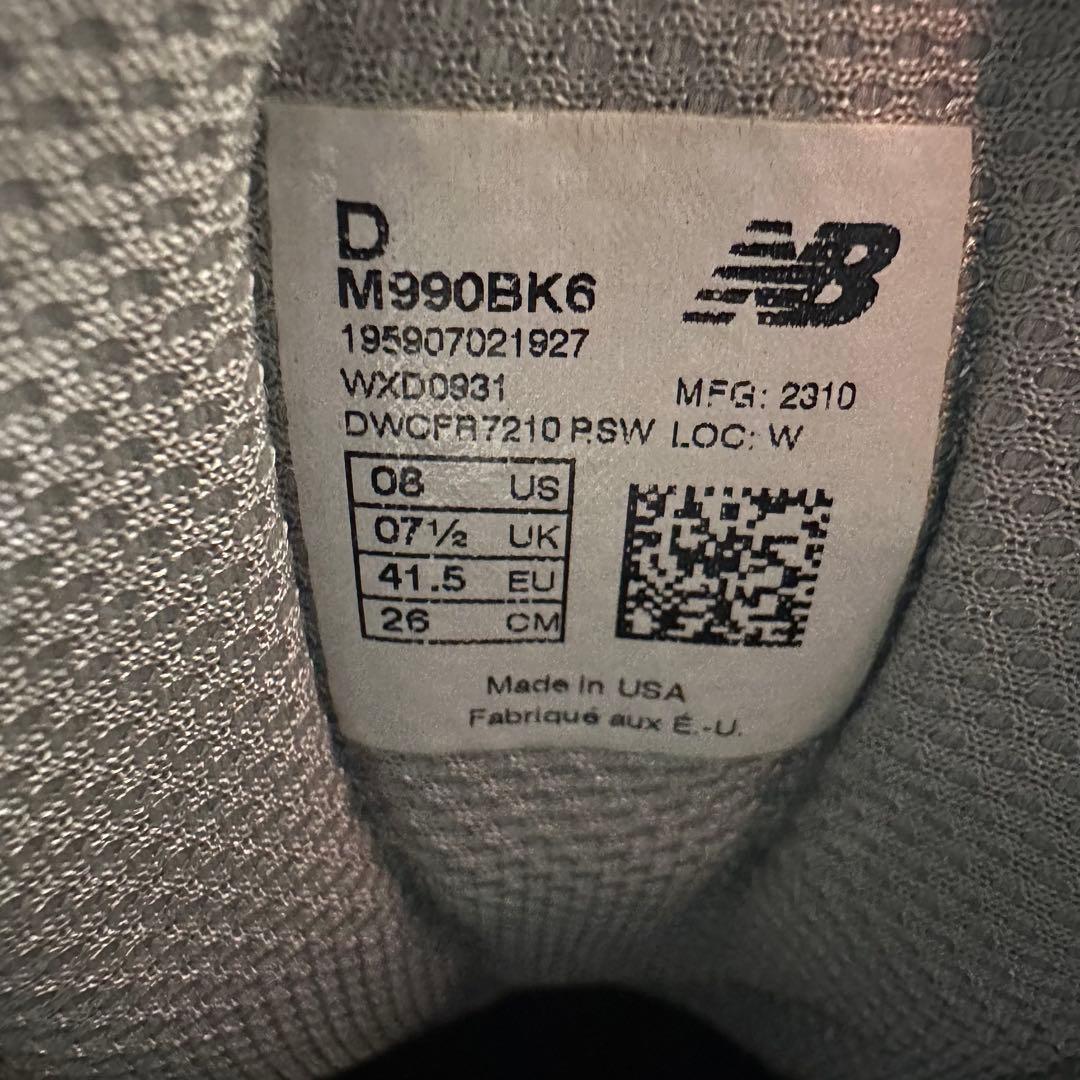 New Balance M990BK6 ブラック 26cm