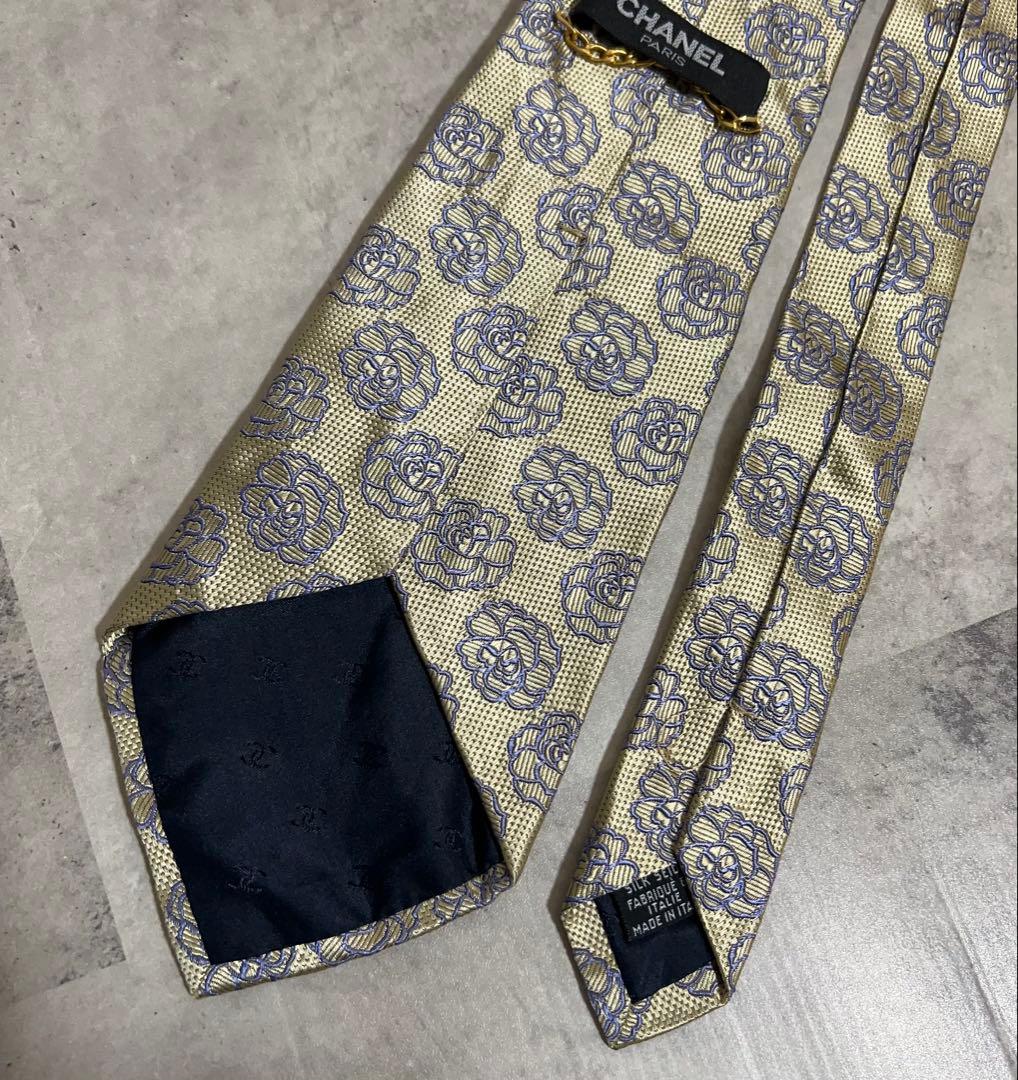 CHANEL ネクタイ カメリア ジャガード 光沢 肉厚
