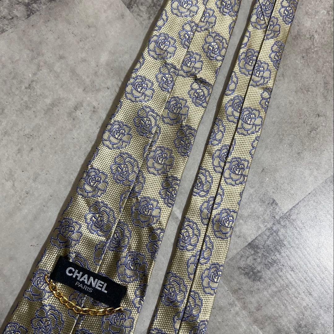 CHANEL ネクタイ カメリア ジャガード 光沢 肉厚