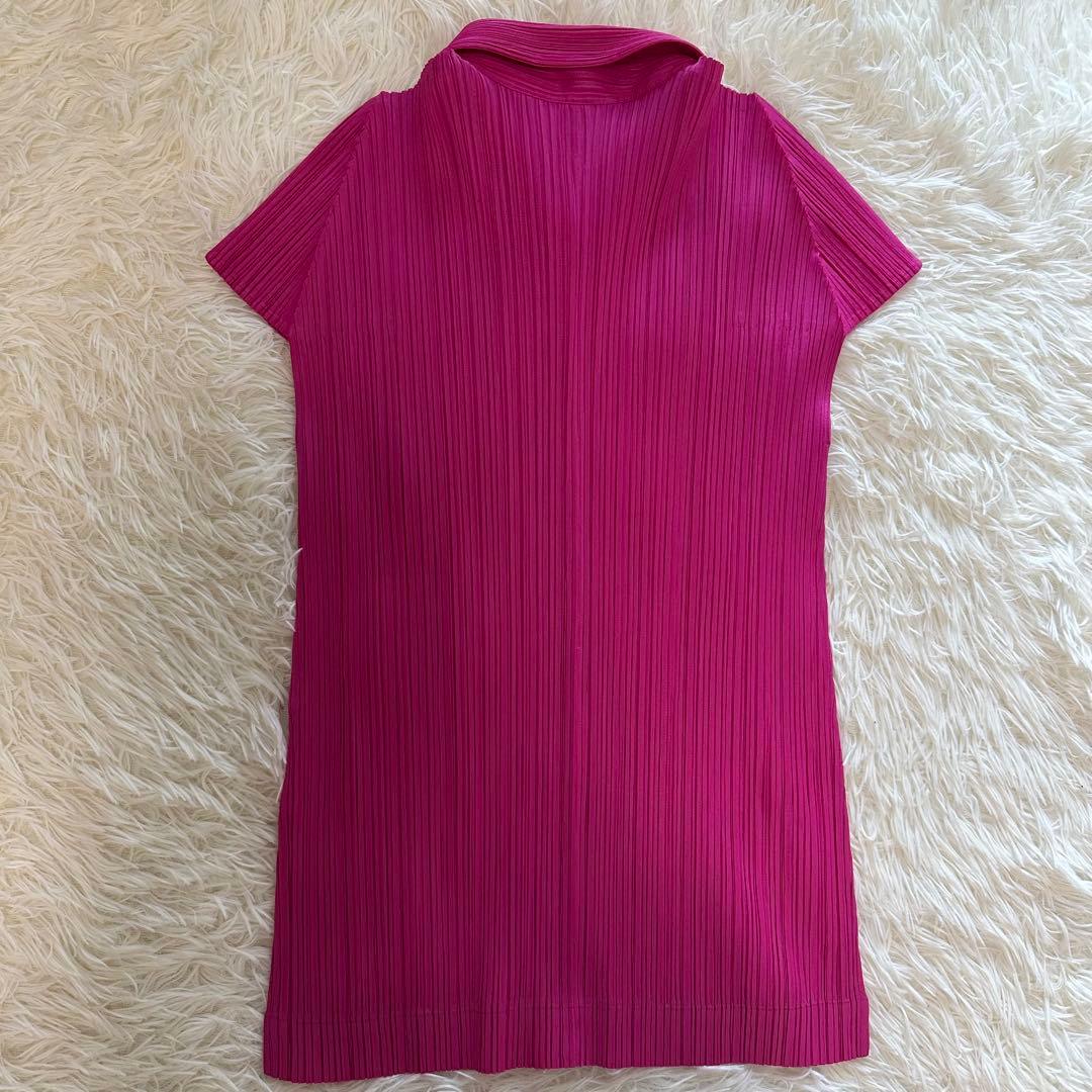 プリーツプリーズ ピンク 半袖 シャツ カーディガン