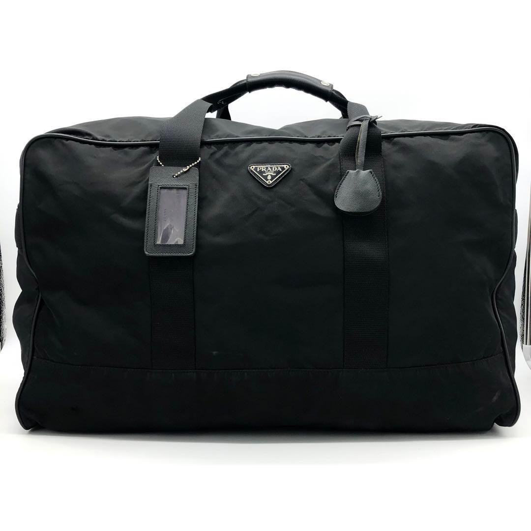 【極美品✨】プラダ ボストンバッグ テスートナイロン レザー 南京錠 鍵付き 黒