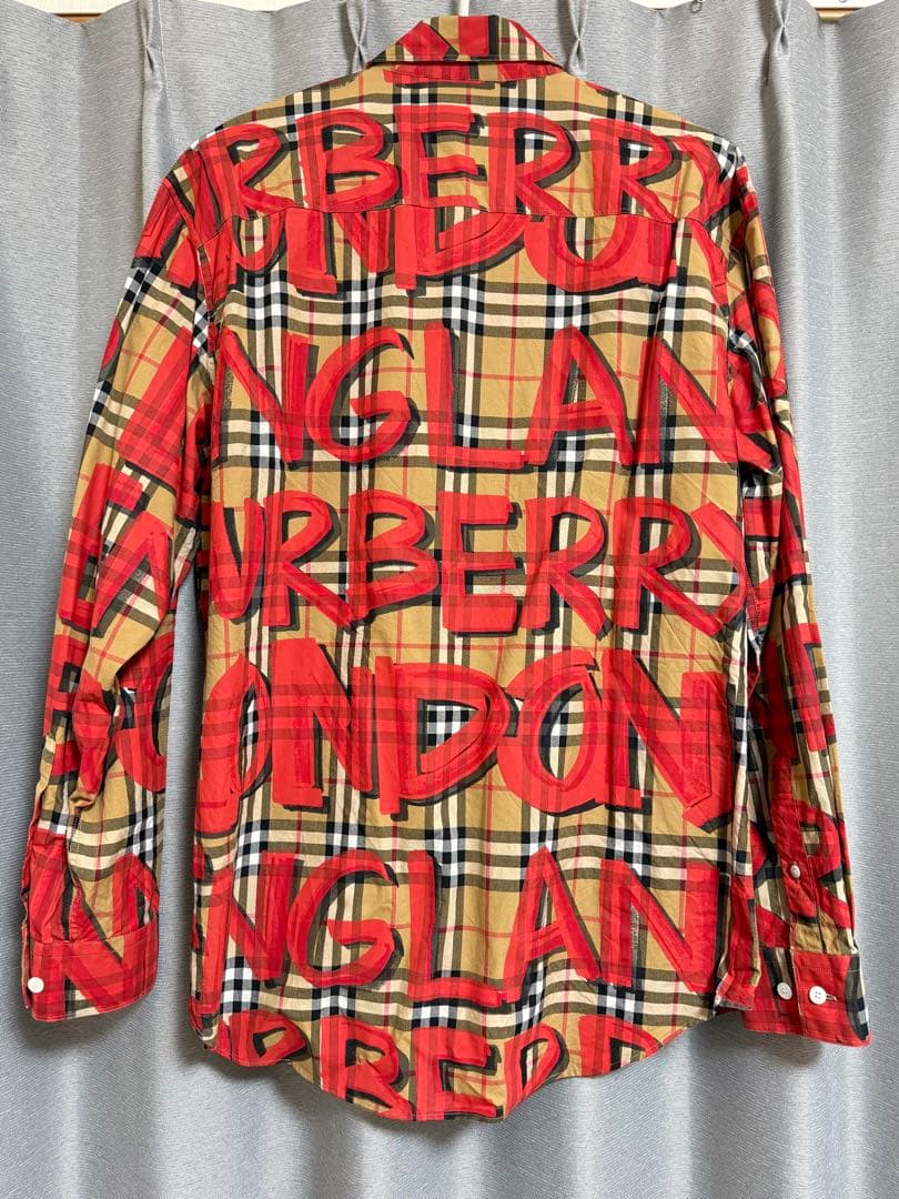 極美品 BURBERRY 総柄グラフィック プリント ノバチェック 長袖シャツ