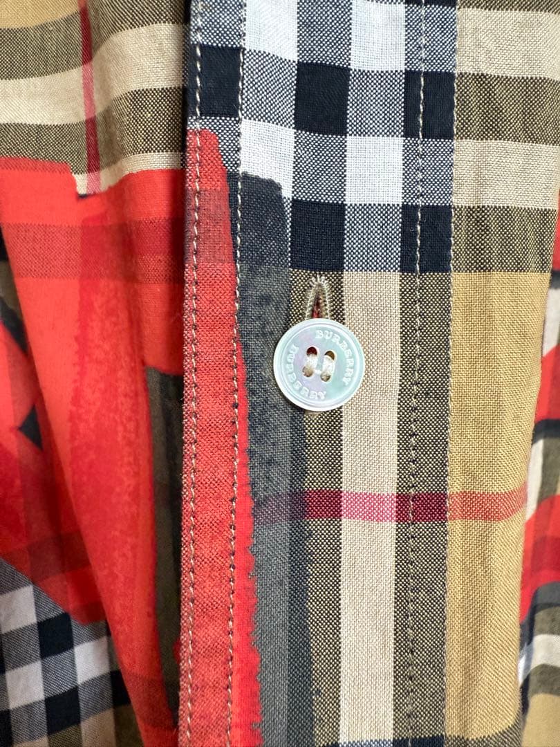 極美品 BURBERRY 総柄グラフィック プリント ノバチェック 長袖シャツ