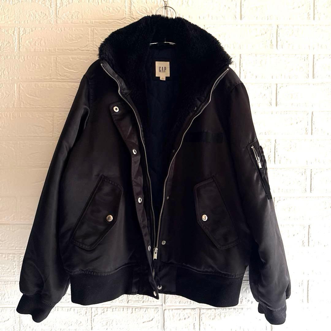 GAP【XL相当】B-15 ボア付き MA-1 y2k 黒／フライトジャケット