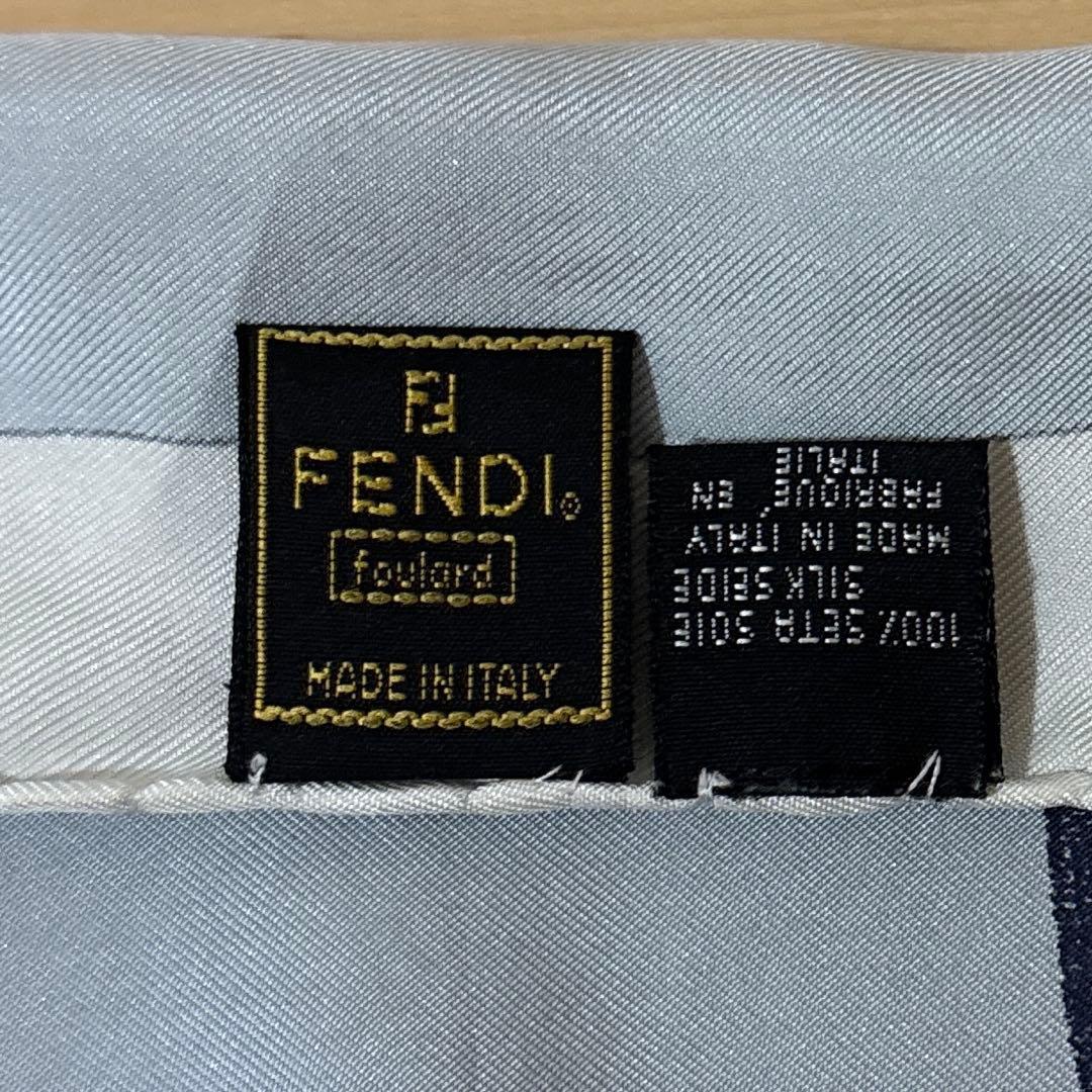 【希少・美品】FENDI フェンディ シルクスカーフ ヴィンテージ イラスト柄
