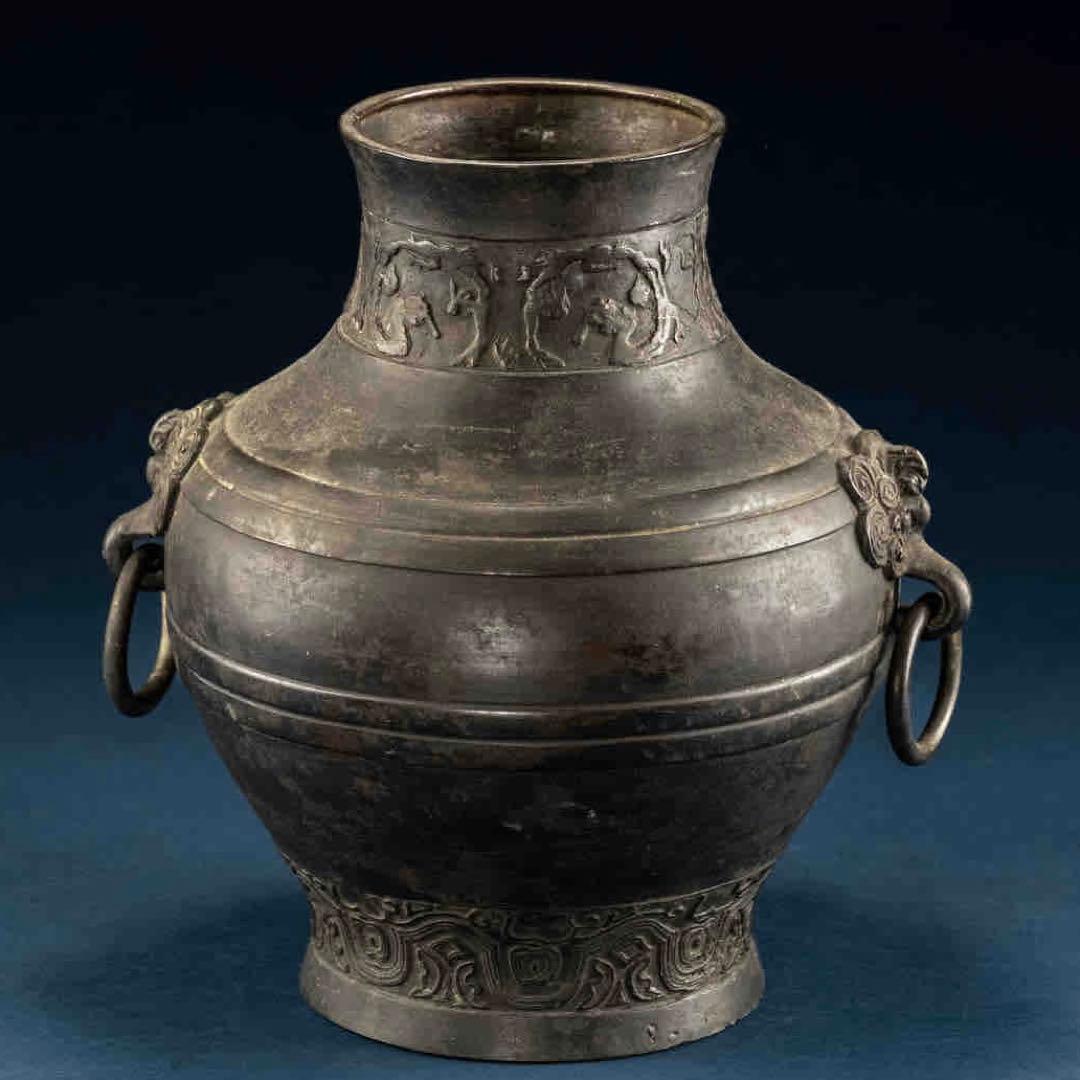 中国古美術　壺　花瓶　古銅製　アンティーク　骨董品