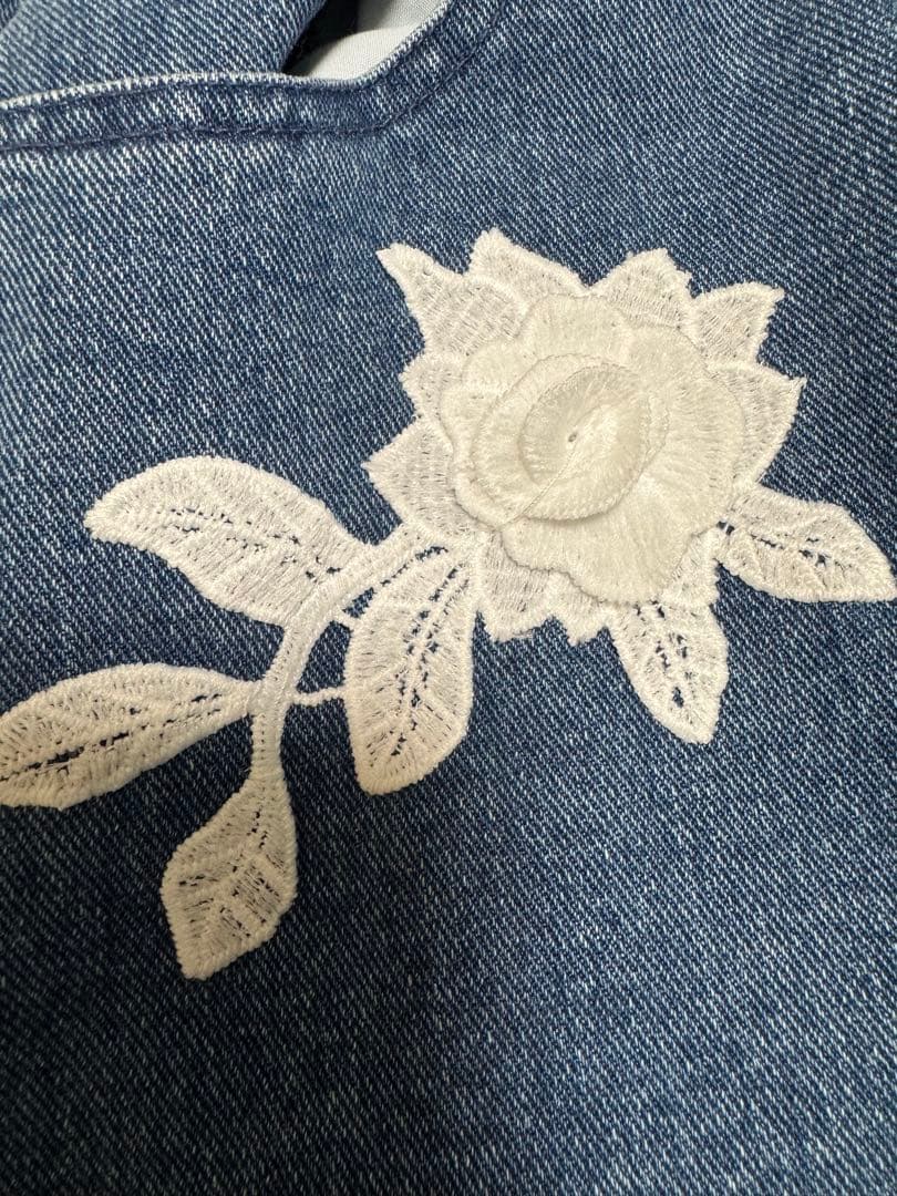 パンツ size adjust motif lace loose denim PT