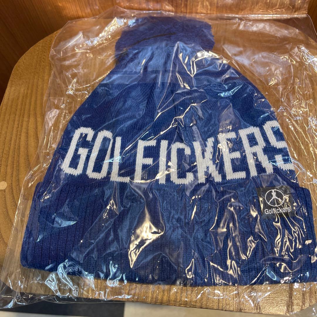 Golfickers ニット帽 青 ポンポン付き