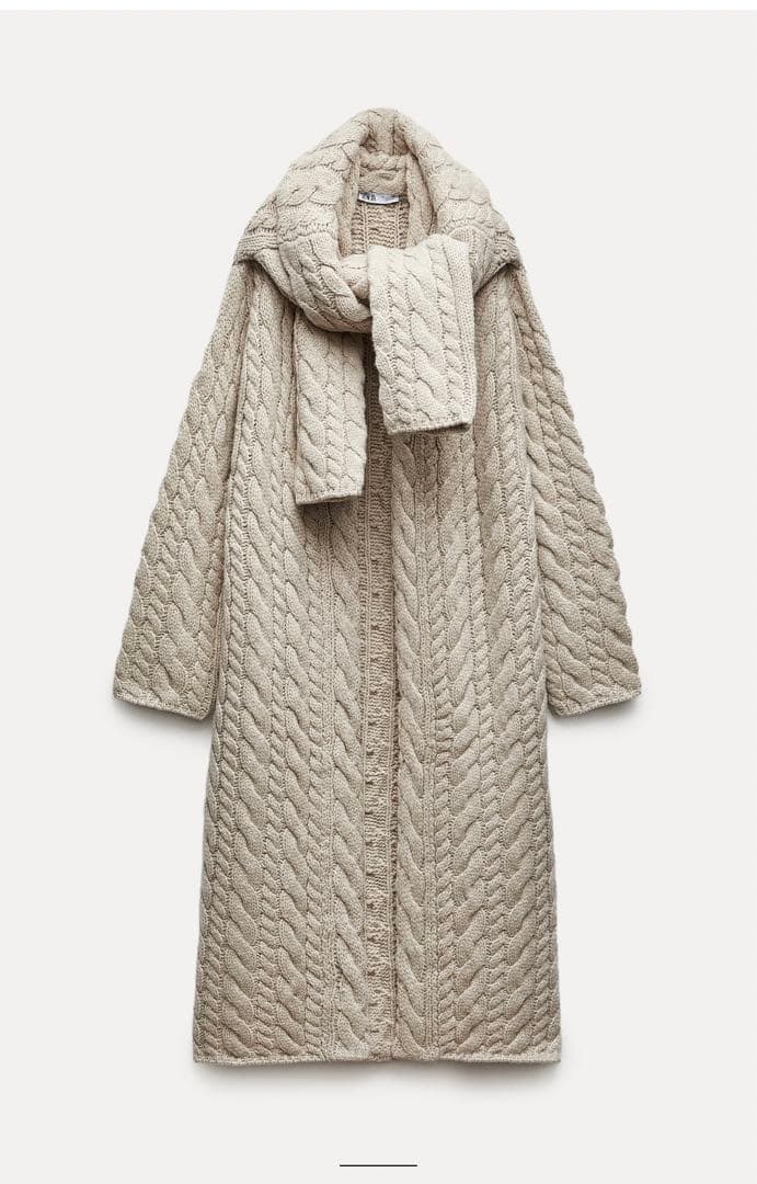 ZARA ケーブルニット　コート　カーディガン　ストール