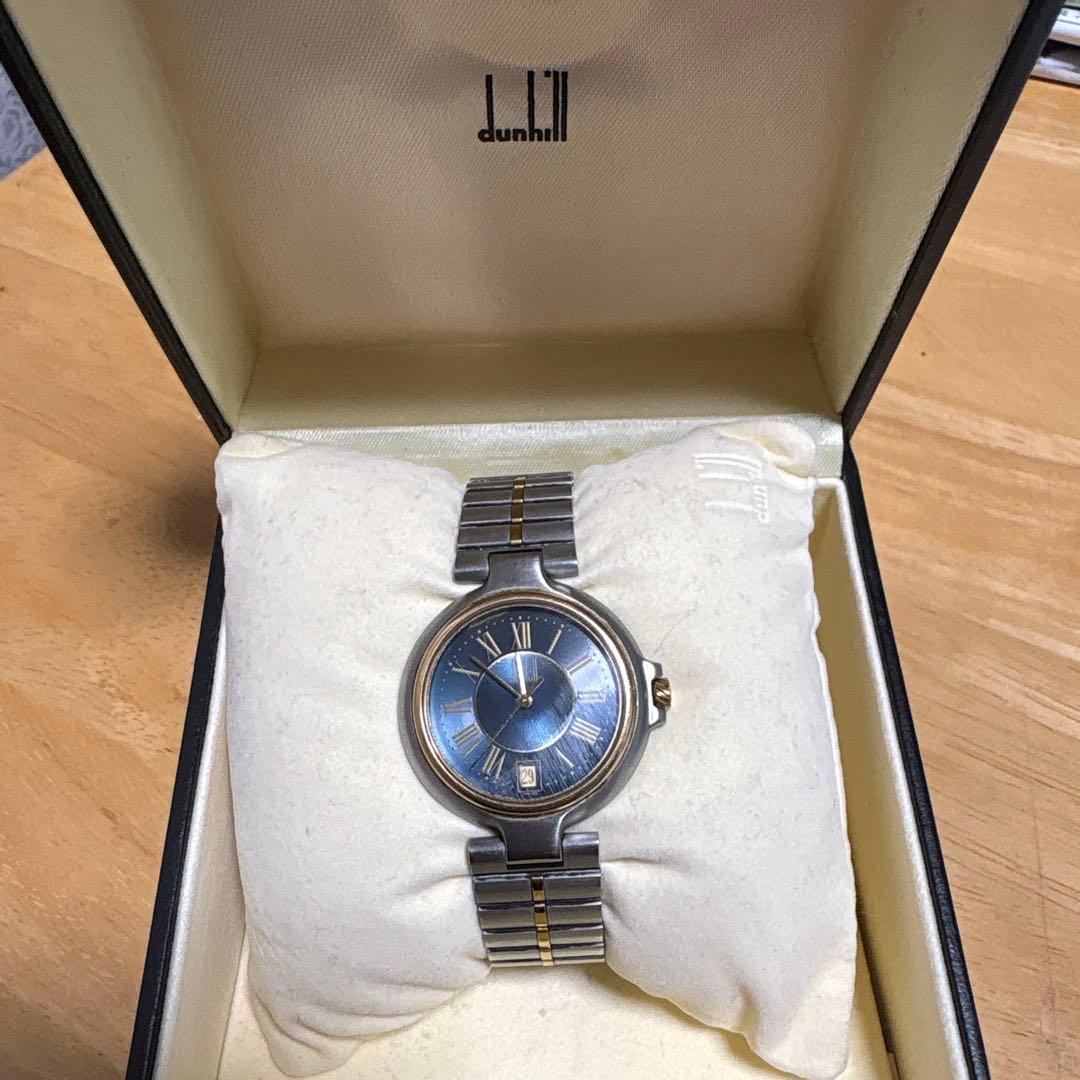 dunhill ステンレススチール 時計 ネイビー ゴールド