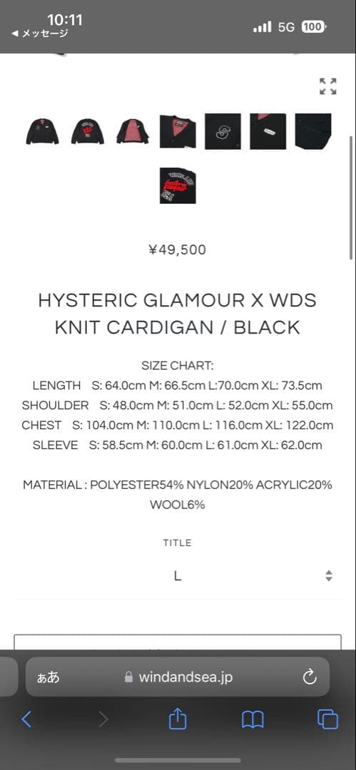 windandsea hysteric glamour ニットカーディガン