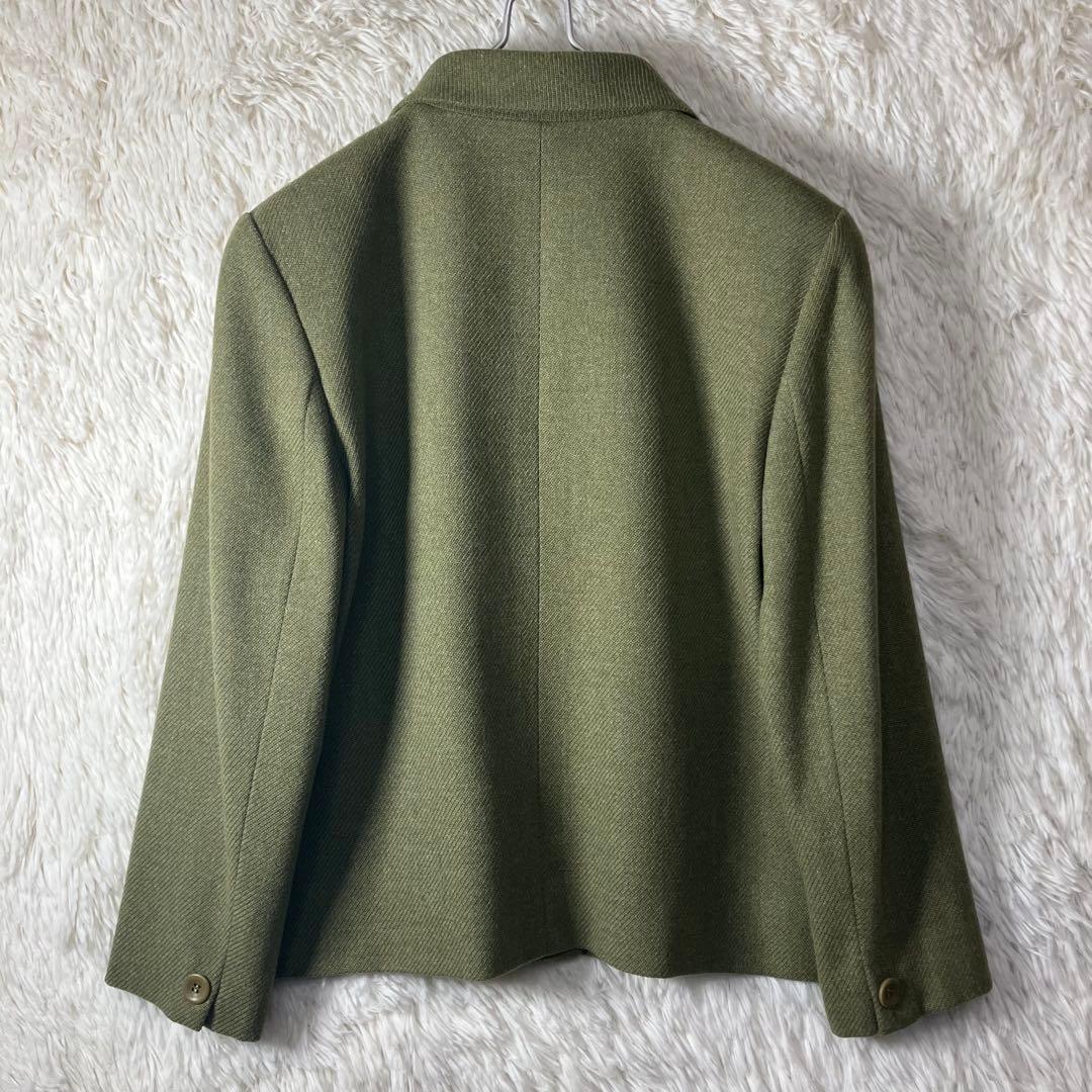 美品 Chloé クロエ ウールカシミヤジャケット シングルボタン カーキ L