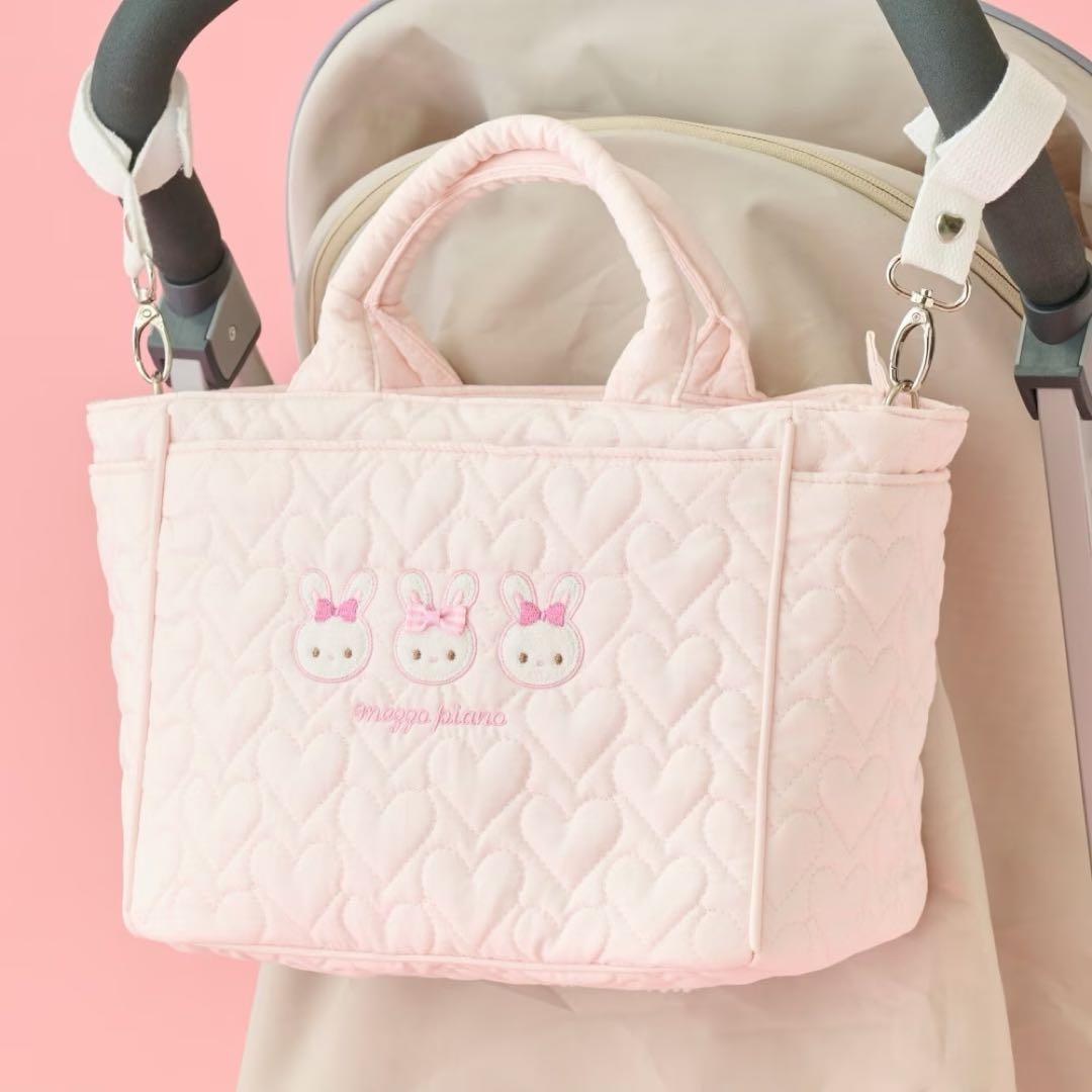 メゾピアノ ウサギアップリケ2wayトートバッグ ブルー 新品 マザーズバッグ