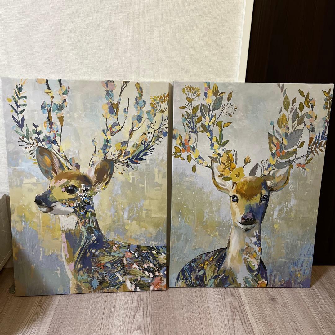 IKEA イケアPJATTERYD プィエッテリード 鹿の絵 2枚セット