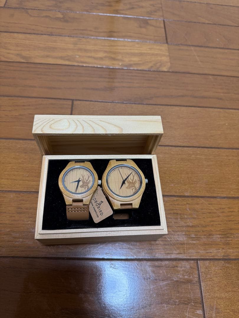 ウッド製ペアウォッチ 木箱付き
