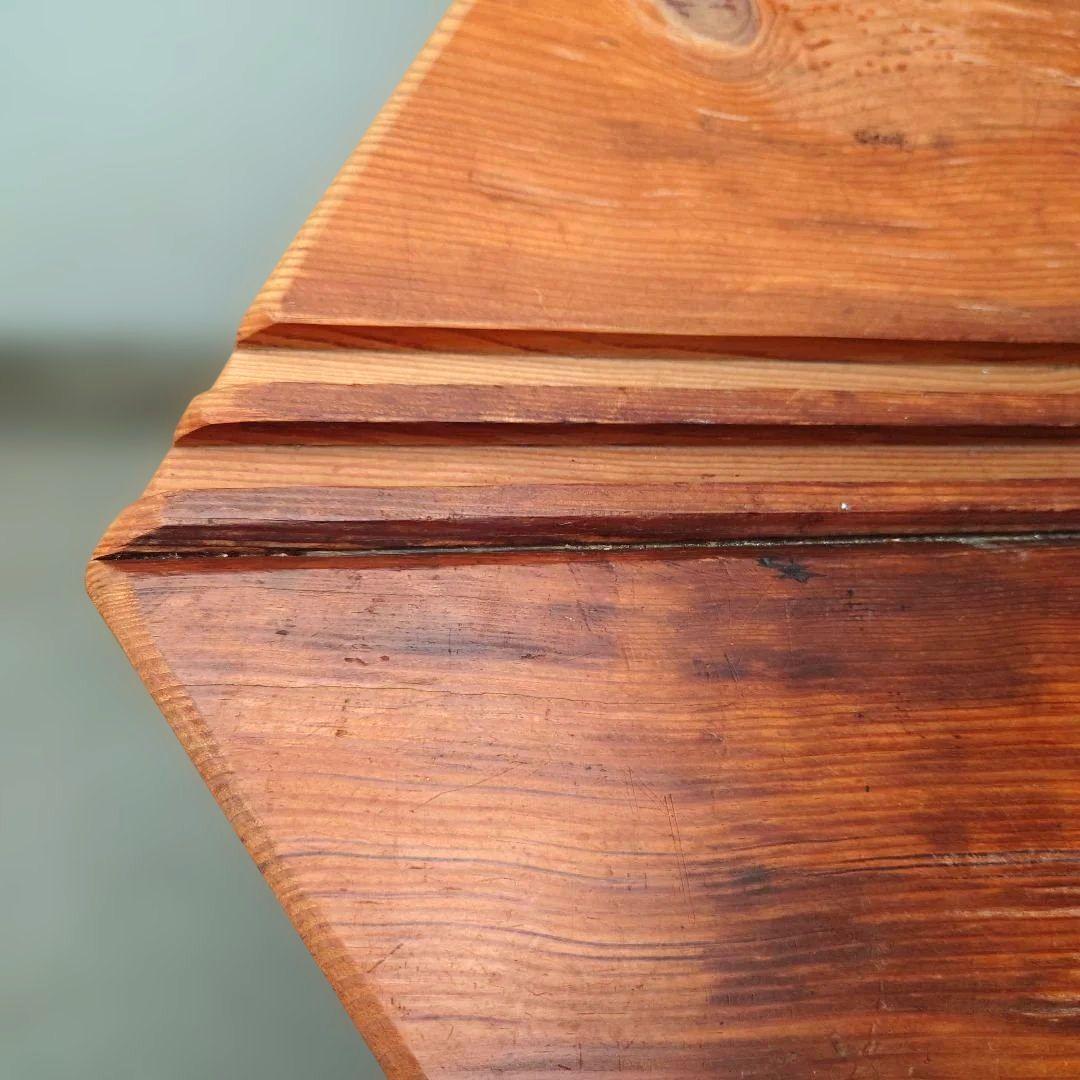 古材カウンターテーブル　おだがけ脚　正六角形　昭和レトロ　古道具　アンティーク