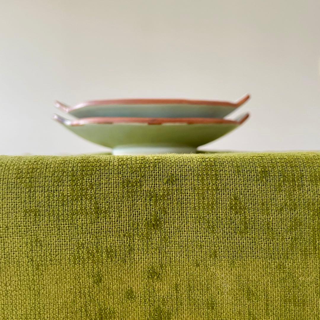 中町いずみ　孔雀の耳付き丸小皿 2枚セット