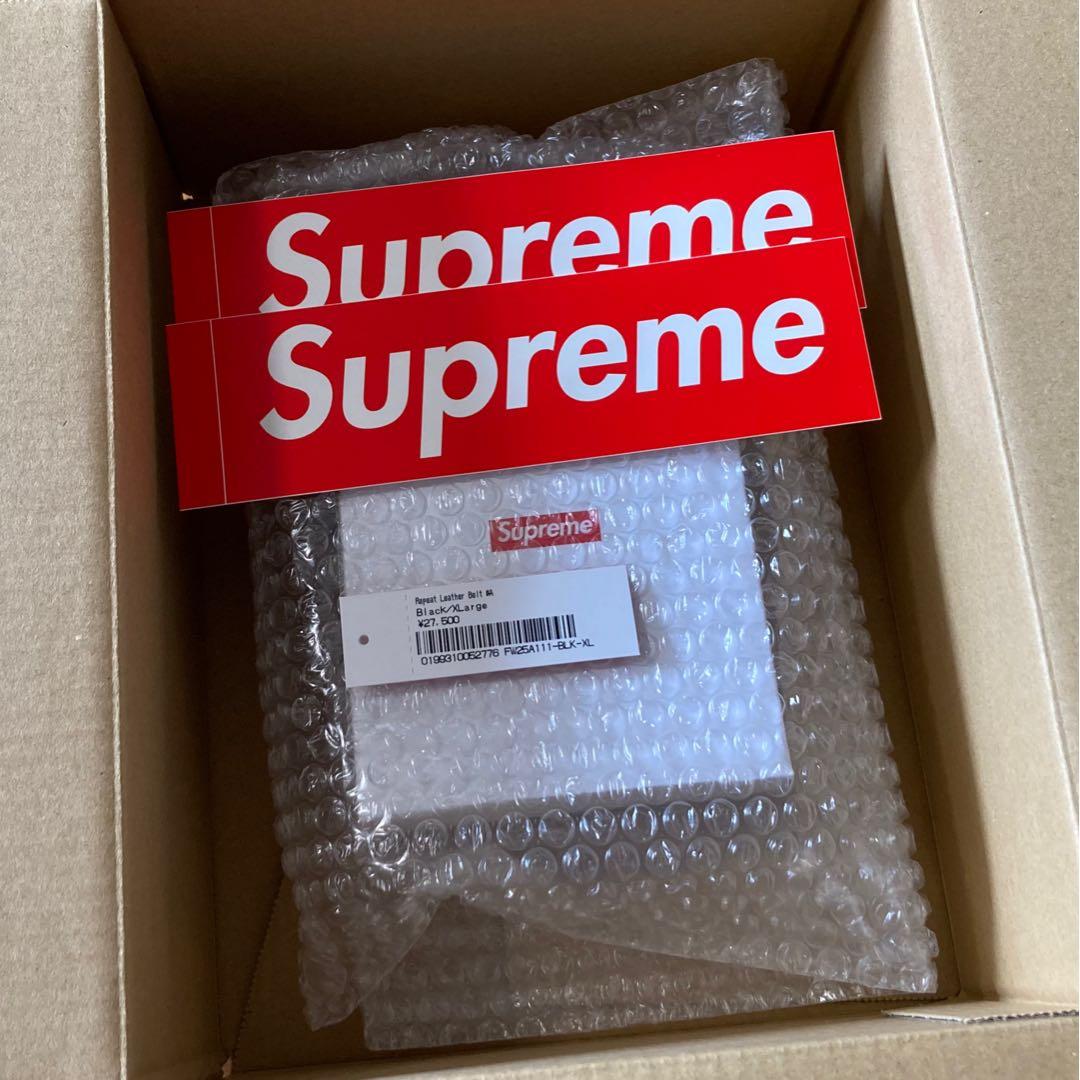 【XL】 Supreme Repeat Leather Belt Black