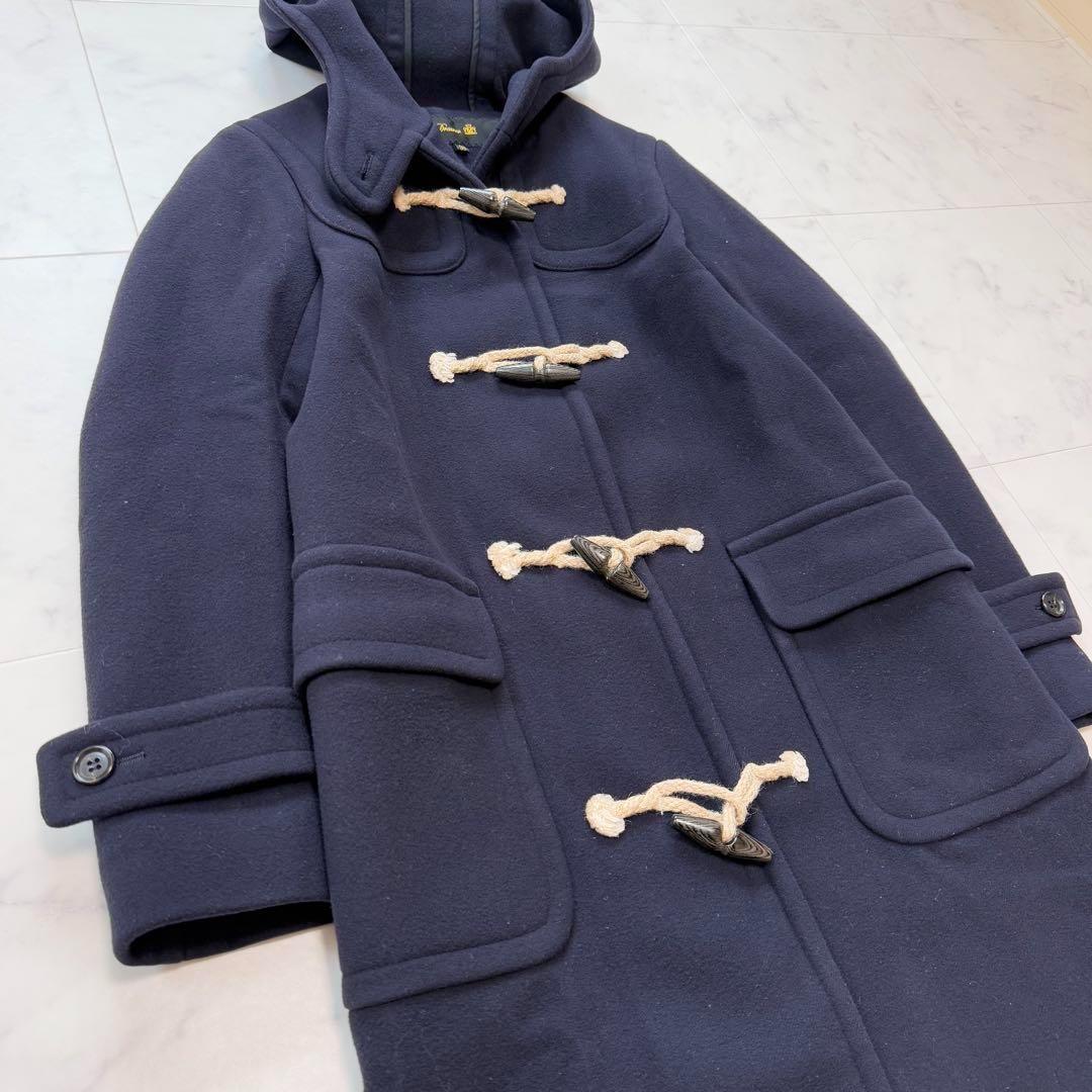 美品 Drawer ドゥロワー メルトン ロング丈 ダッフルコート ネイビー
