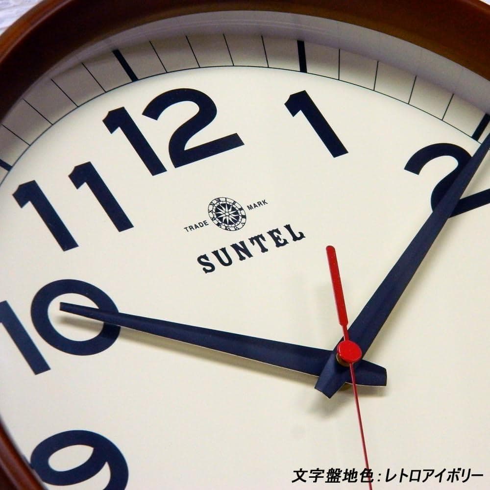 未使用品　さんてる　SUNTEL 日本製 シンプル電波掛け時計 ブラウン 茶