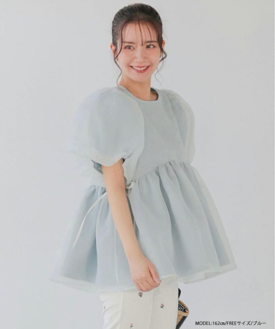 Fitmore クリンクルシアーオーガンジーペプラムトップス
