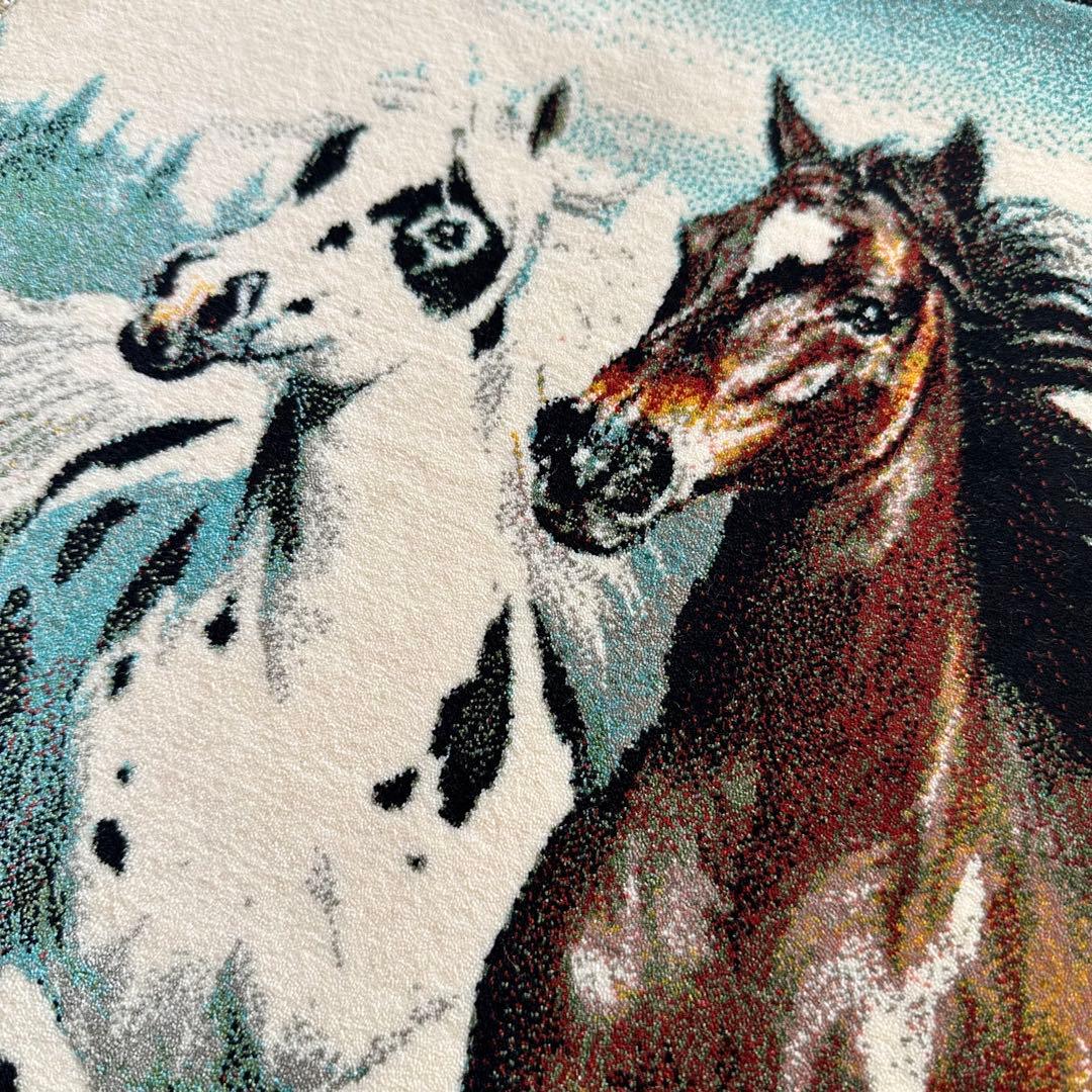 【新品未使用】絵画風絨毯　カーペット　玄関用　馬　玄関　廊下　絵画　イラン