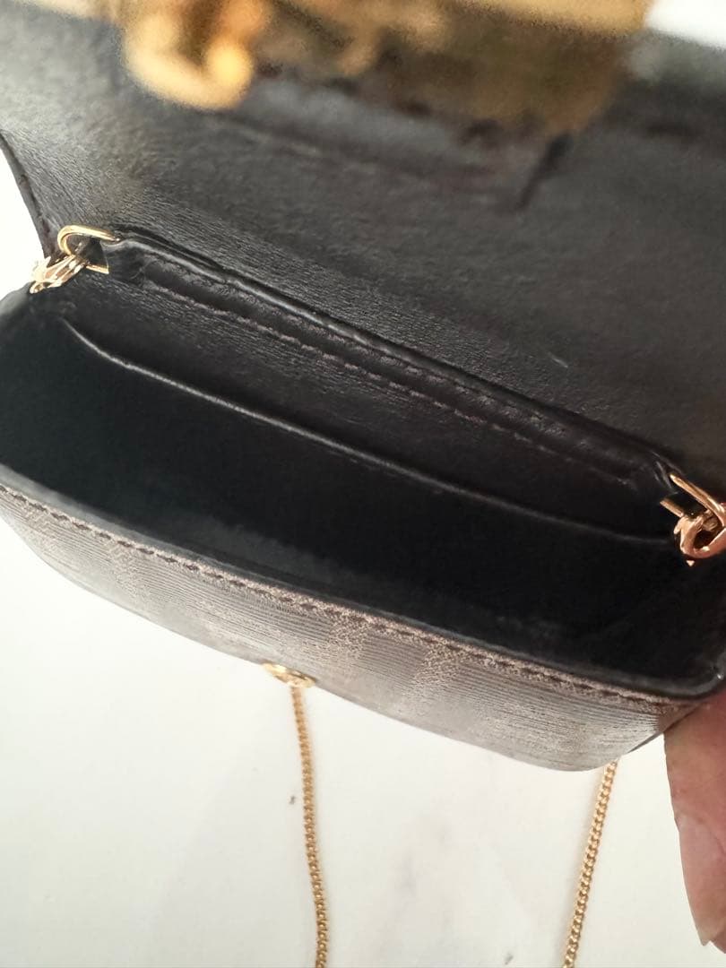 FENDI ナノ バゲット チャーム ブラウン PVCコーティングキャンバス