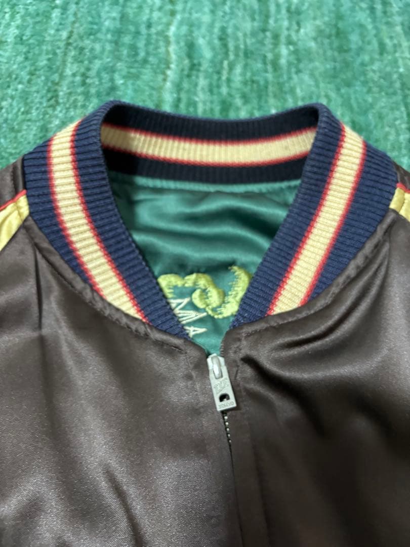 【極上】TAILOR東洋 ホワイトタイガー　刺繍 スカジャン L M18280
