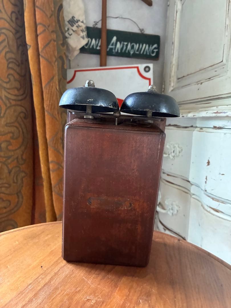 フランス　アンティーク　壁掛け式　電話機用　ベル　木製　呼び鈴　Bell 2個